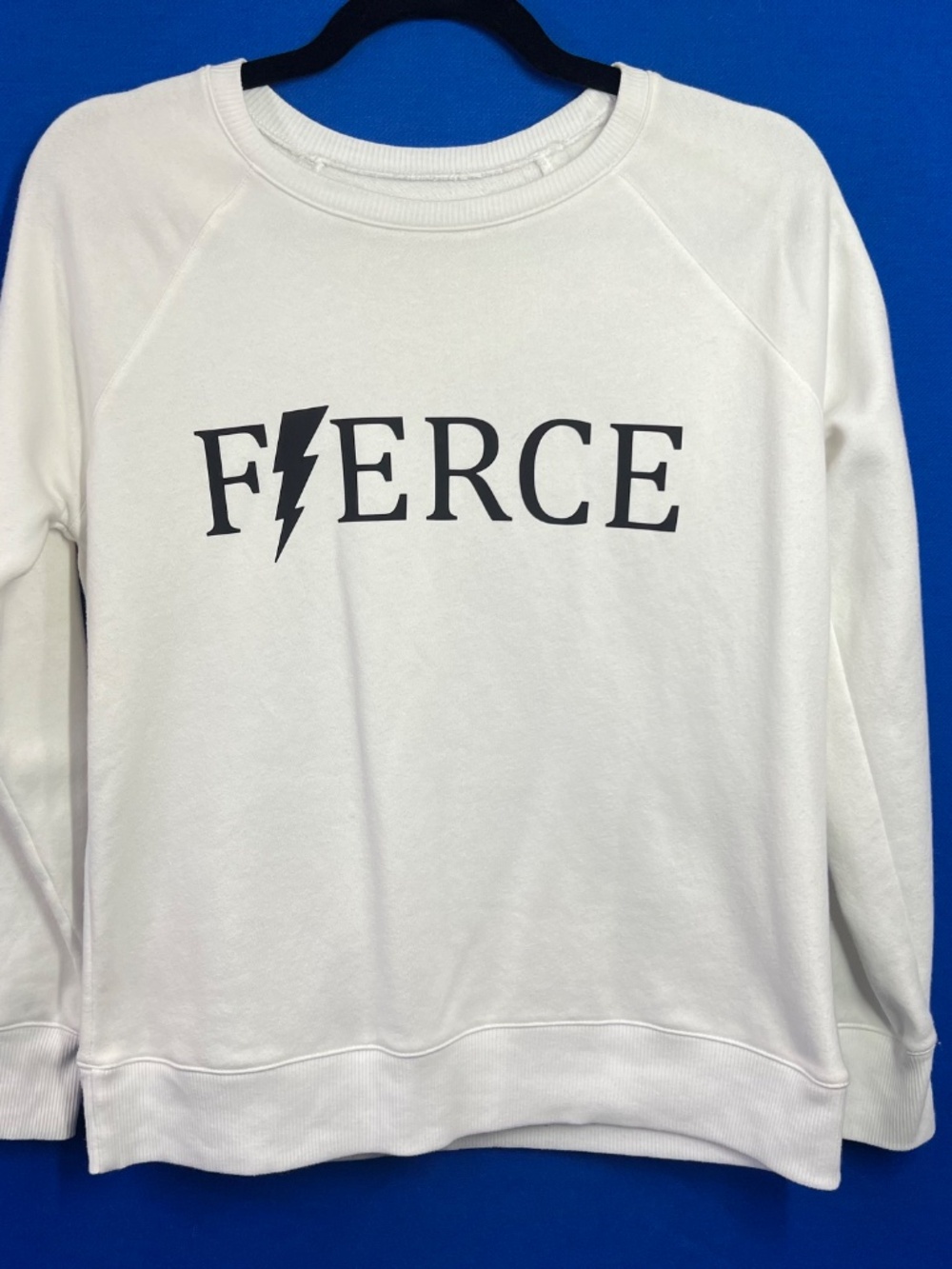 |•TIME AND TRU•| 'Fierce' White Crewneck Sweatshirt Size Small (4-6) - Picture 2 of 8